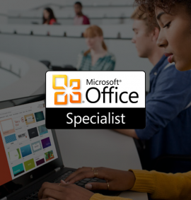Microsoft Office Specialist Logo on a grey out overlay